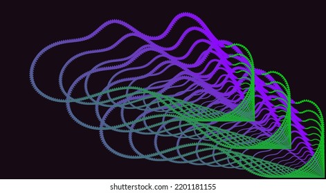 Abstract modern art fractal background. Luxury backdrop. Geometric wallpaper. Digital screen. Cover design. NFT card. Swirl neon purple green element for template, banner, flyer. pattern. tech. VR. AR