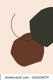 Abstract modern art minimal background poster wall art print. Geometric abstract shapes paper cut mosaic hand drawn flat style. Vector illustration for social media content, branding, wallpapers
