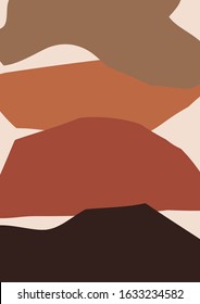 Abstract modern art minimal background poster wall art print. Geometric abstract shapes paper cut mosaic hand drawn flat style. Vector illustration for social media content, branding, wallpapers