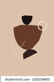 Abstractas arte moderno minimalista de fondo cartel de impresión de arte de pared. Formas abstractas geométricas de papel mosaico de corte dibujado a mano estilo plano. Ilustración vectorial para contenido de redes sociales, marca, Fondos de pantalla