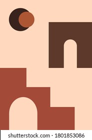 Abstract modern art minimal geometric background poster wall art print. Geometrical abstract shapes hand drawn flat style. Vector illustration for social media content, branding, wallpapers