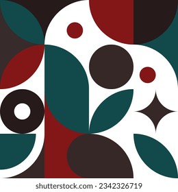 Abstract modern art pattern of geometric shapes in brutalist inspired vector graphics of square size. (SSTKbold)