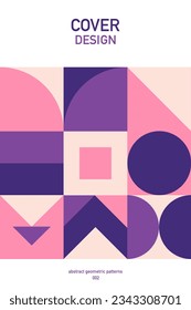 Abstract modern art pattern of geometric bauhaus shapes in the vertical. Use the pattern design as a cover, or use it to make a postcard or poster. 