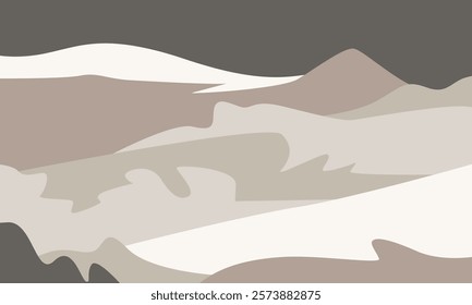 abstract modern art piece blends shades of ivory, beige, taupe, and deep neutrals to create a serene and harmonious landscape, Perfect for living rooms, bedrooms, or offices