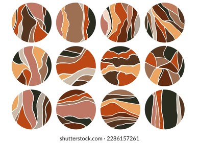 Abstract modern art round shape. Hand drawn vector set
