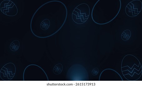 Abstract modern aster eggs with decorated. Futuristic technology concept in dark and blue light. Vector illustration
