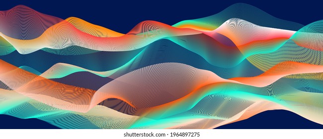 Abstract modern backgound. Waves line wallpaper. Vector color mountains 