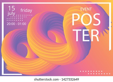 Abstract modern background in 3d liquid. Dynamical colored forms. Gradient abstract banners with flowing liquid shapes. Template for the design of a logo, flyer, poster, social media post, web, print