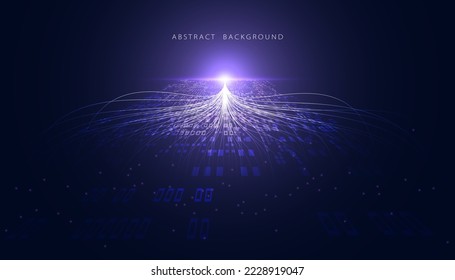 fondo abstracto moderno ai concepto de inteligencia artificial gran red de datos enlace digital nube de fondo púrpura atómico gran almacenamiento en un fondo moderno