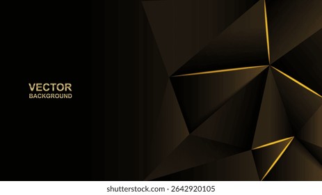Abstract .Modern background. Black and gold polygon glow light background. vector.