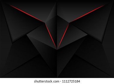 Abstract .Modern background. Black polygon and red glow light background. vector 
