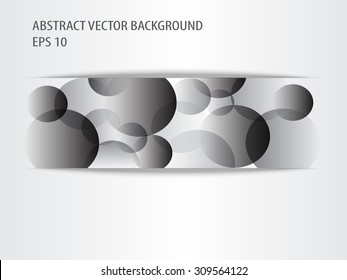Abstract modern background with black and silver circles and paper cut shadow