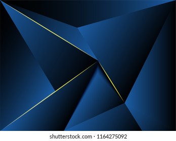 Abstract .Modern background. Blue polygon and gold glow light background. vector
