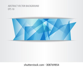 Abstract modern background with blue triangles and paper cut shadow