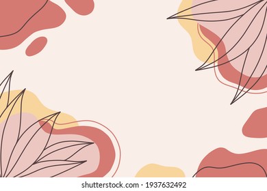 Abstrakter, moderner Hintergrund mit braunen Blättern, rosafarbenen und gelben Farben.Hintergrund mit Platz für Text. Blumenbanner-Vorlage. 
