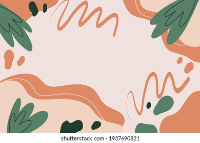 Abstrakter, moderner Hintergrund mit braunen Blättern, rosafarbenen und gelben Farben.Hintergrund mit Platz für Text. Blumenbanner-Vorlage. 
