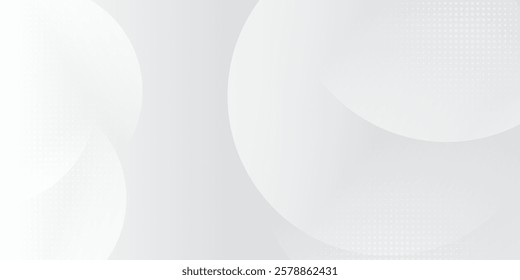 Abstract modern background with circles and halftone dots pattern. Grey and white backdrop