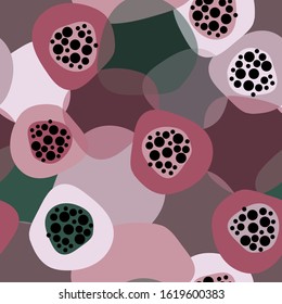 Abstract modern background with circles, organic vector seamless pattern in pastel colors