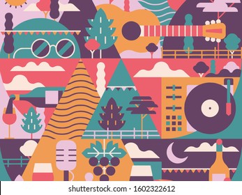 Abstract modern background colorful flat design with retro colors