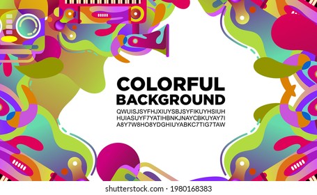 Resumen de diseño de fondo moderno con tema musical a todo color. Utilícelo para presentaciones de diseño, impresiones, volantes, tarjetas de visita, invitaciones, calendarios, sitios web, empaques, portadas y más