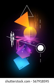 Abstract modern background design with glowing and moving shapes. Vector illustration