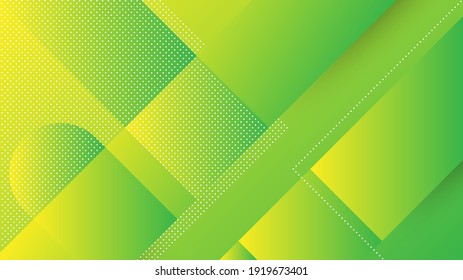 Abstract Modern Background with Diagonal Lines and Memphis Element and Green Yellow Vibrant Gradient Color