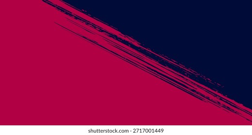 Abstractas fondo moderno con un trazo de pincel dinámico que divide un patrón de rayas diagonales en azul oscuro y un color magenta sólido. Perfecto para carteles deportivos, Anuncios y promociones