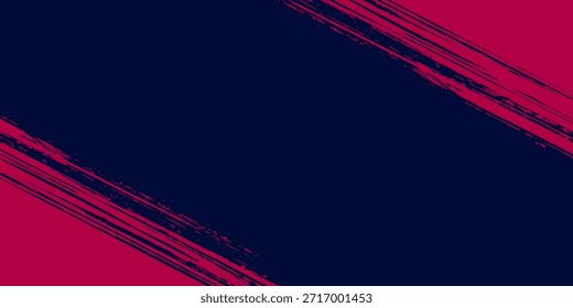 Abstractas fondo moderno con un trazo de pincel dinámico que divide un patrón de rayas diagonales en azul oscuro y un color magenta sólido. Perfecto para carteles deportivos, Anuncios y promociones