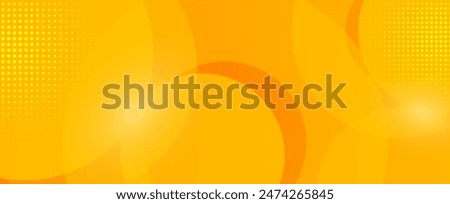 Abstract modern background with dynamic circle shapes and halftone dots. Orange yellow gradient geometric shapes element. Suit for booklet, banner, cover, poster, flyer, website, brochure