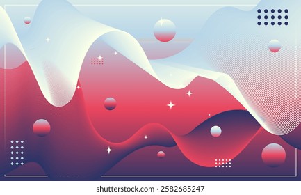 Abstract modern background of flowing element trend design. Christmas color palette. Futuristic design. Magazine, leaflet, billboard, sale, banner, flyer, background. Eps 10