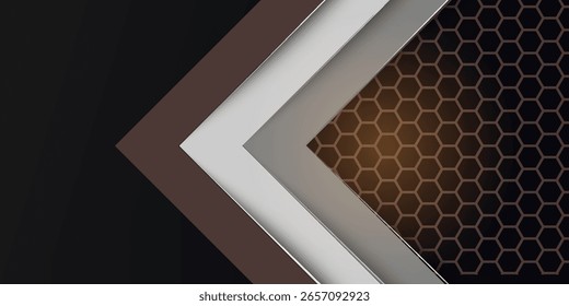 Abstract modern background with geometric arrow shapes on carbon grid. Carbon textured pattern.