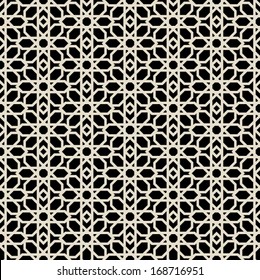 Abstract, modern background, geometric seamless patterns, islam style ornament, monochrome vector wallpaper, fashion fabrics and wrappings with graphic elements for design
