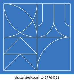 Abstract modern background with geometric shapes. Squares, circles, triangles, stripes. Bauhaus style. Set with graphic elements. Seamless pattern. Design in minimal flat style. Vector illustration.