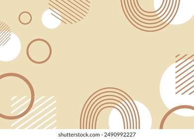 Abstract modern background with geometric shapes in boho style in nude brown colors. Flat vector illustration.