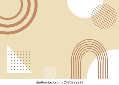 Abstractas fondo moderno con Formas geométricas en estilo boho en colores marrón nude. Ilustración vectorial plana.