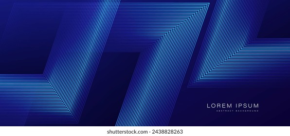 Abstract modern background with glowing blue lines. Geometric shapes lines design elements. Minimal geometric. Linear pattern. Futuristic technology concept. Vector illustration