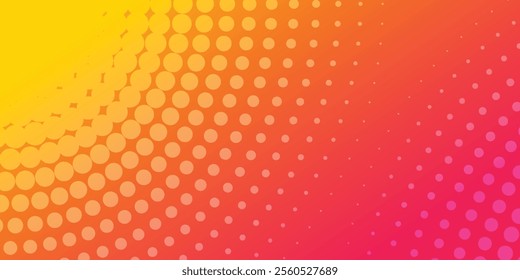 Abstract modern background gradient color. Yellow and pink gradient with halftone decoration.