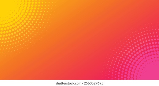 Abstract modern background gradient color. Yellow and pink gradient with halftone decoration.