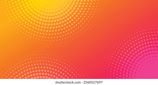 Abstract modern background gradient color. Yellow and pink gradient with halftone decoration.