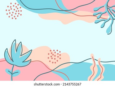 Abstract Modern background hand-drawn with different shapes of colors spots lines