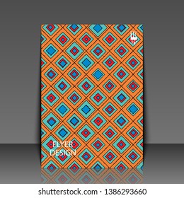 Abstract modern background with hand-drown rhombuses. Flyer template. Eps10 Vector illustration