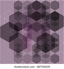 Abstract modern background of lilac and gray hexagons