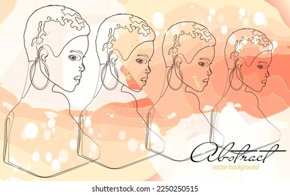 Abstract modern background with a linear female pattern. Natural shades. 