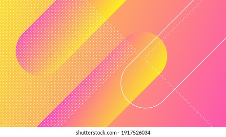 Abstract Modern Background with Memphis Element and Pink Yellow Gradient