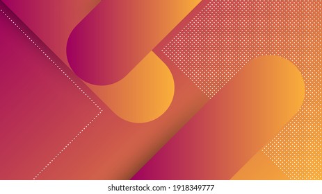 Abstract Modern Background with Memphis Element and Purple Orange Gradient Color