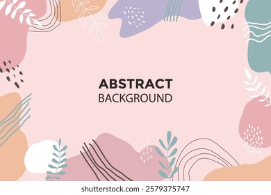 Abstract modern background in minimal trendy style. Hand drawn various shapes, lines, spots, drops. Universal artistic background template for invitation, banner, brochure, poster, card, flyer