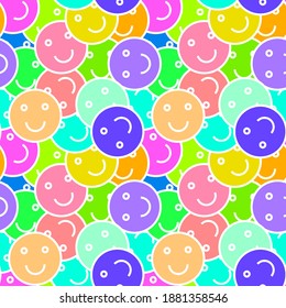 Abstract modern background multicolored smiling circles, texture for design, seamless pattern, vector illustration