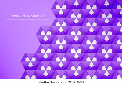 abstract, modern background with paper honeycombs over violet backdrop. vector geometric 3d illustration. modern origami banner design