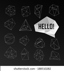 Abstract modern background with polygon, crystal design element, symbol, sign for tattoo