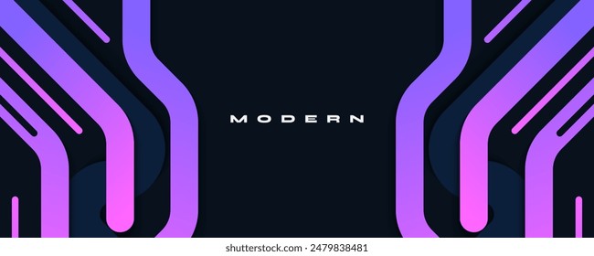 Abstract and Modern Background with Purple Gradient Lines Isolated on Dark Background